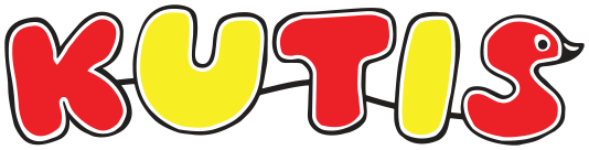 KUTIS logotipas raudonai geltonas